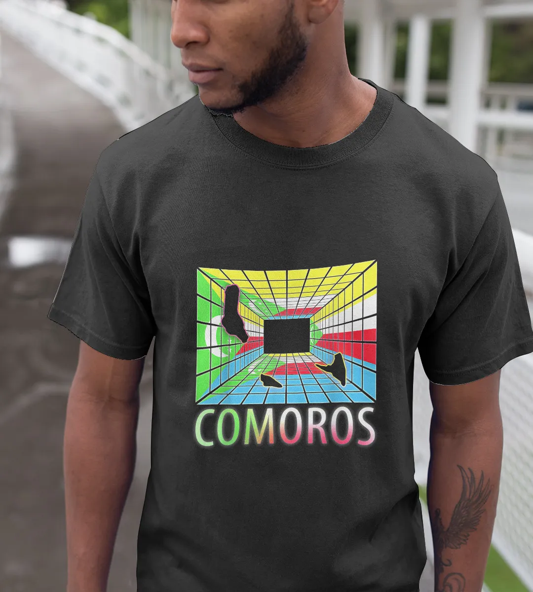 1sttheworld T-Shirt - Comoros Map T-Shirt Black A35