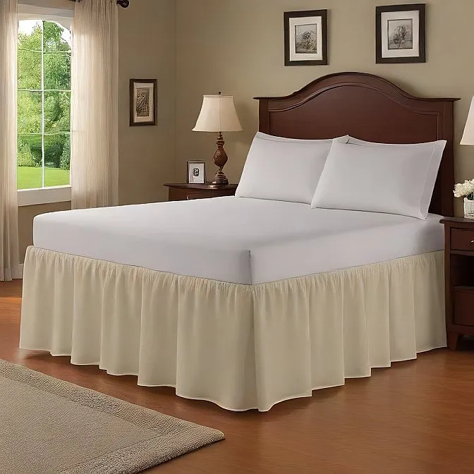 21" Inch Drop Wrap-Around Bed Skirt Ivory 1-Piece Egyptian Cotton