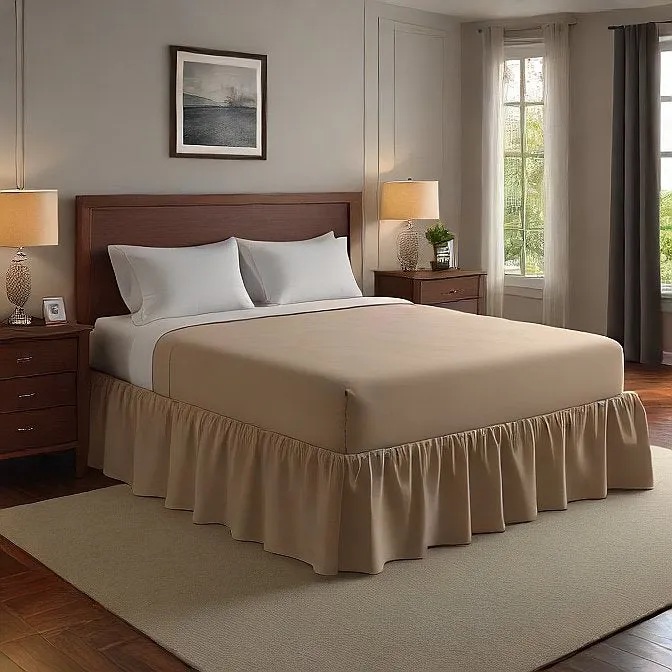 21" Inch Drop Wrap-Around Bed Skirt Ivory 1-Piece Egyptian Cotton