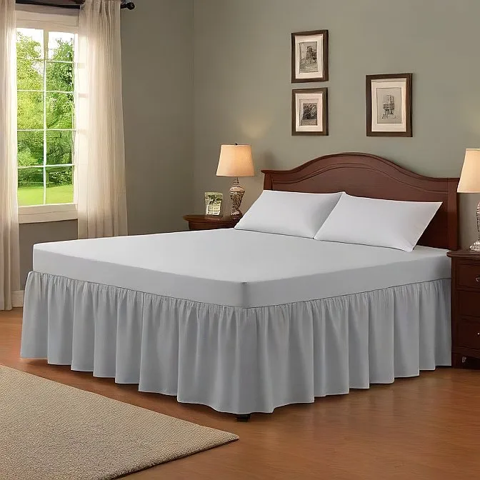 21" Inch Drop Wrap-Around Bed Skirt Ivory 1-Piece Egyptian Cotton