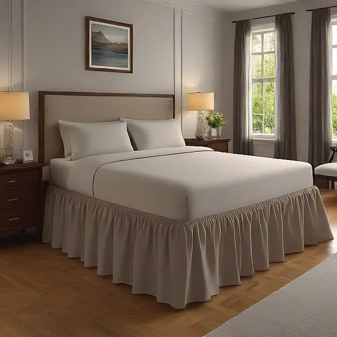 21" Inch Drop Wrap-Around Bed Skirt Ivory 1-Piece Egyptian Cotton