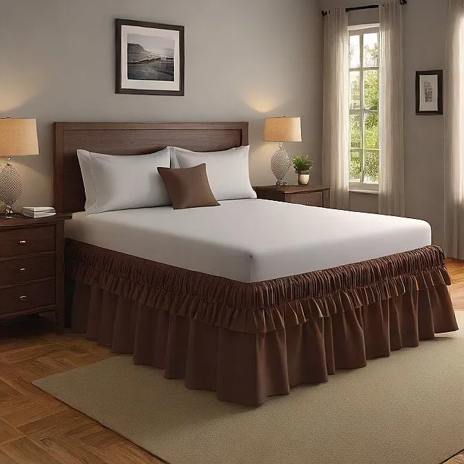 21" Inch Drop Wrap-Around Bed Skirt Ivory 1-Piece Egyptian Cotton