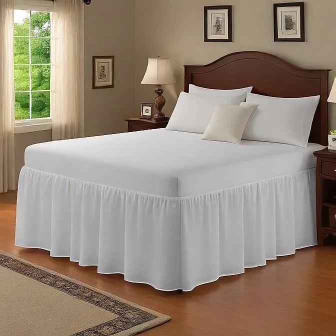 21" Inch Drop Wrap-Around Bed Skirt Ivory 1-Piece Egyptian Cotton
