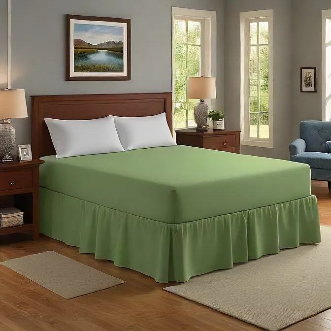 21" Inch Drop Wrap-Around Bed Skirt Ivory 1-Piece Egyptian Cotton