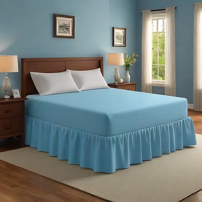 21" Inch Drop Wrap-Around Bed Skirt Ivory 1-Piece Egyptian Cotton