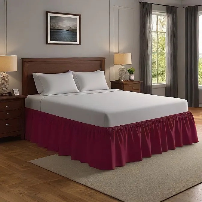 21" Inch Drop Wrap-Around Bed Skirt Ivory 1-Piece Egyptian Cotton