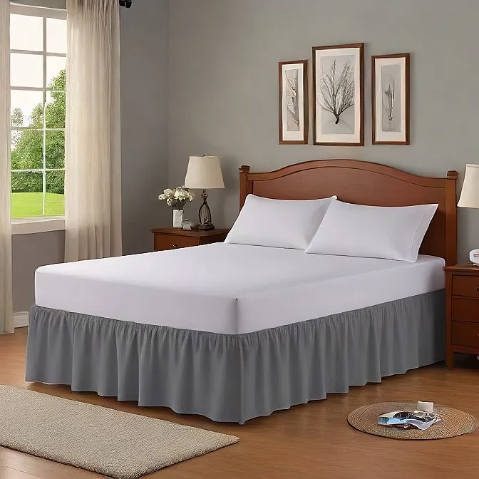 21" Inch Drop Wrap-Around Bed Skirt Ivory 1-Piece Egyptian Cotton