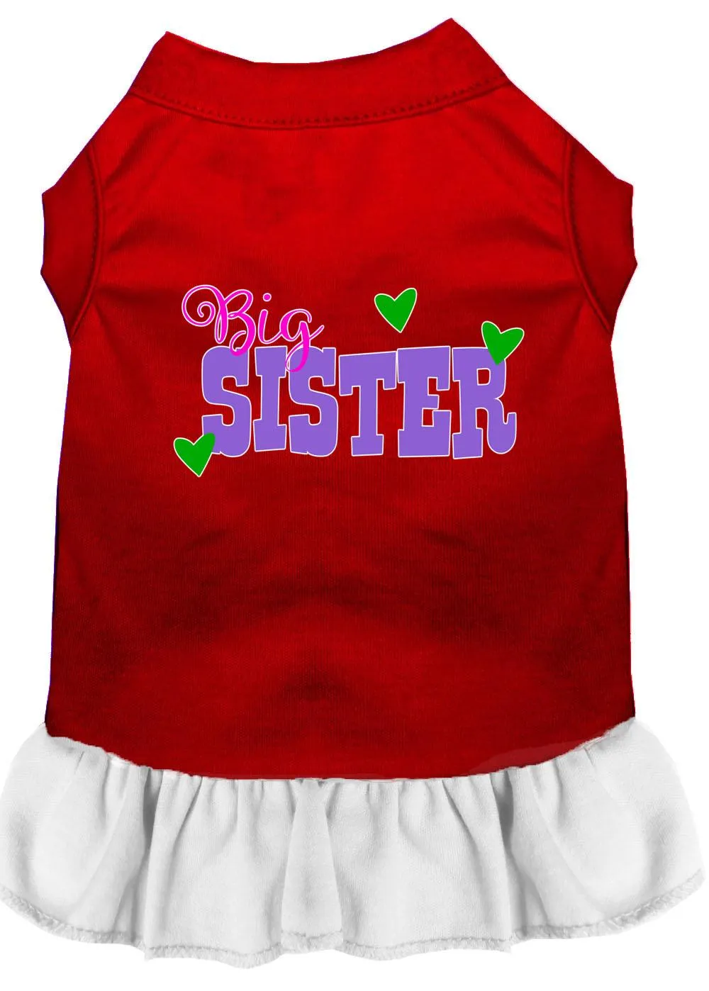 Big Sister Screen Print Dog Dress Red With White Xl