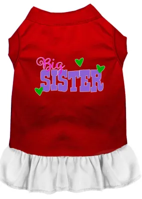 Big Sister Screen Print Dog Dress Red With White Xl