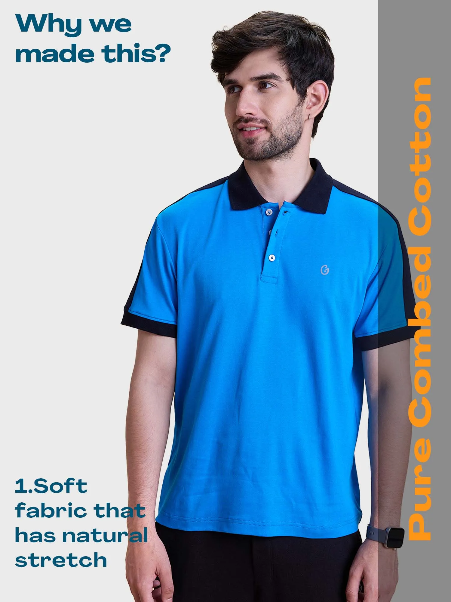 Color Block Regular Fit Polo- Anti Odour