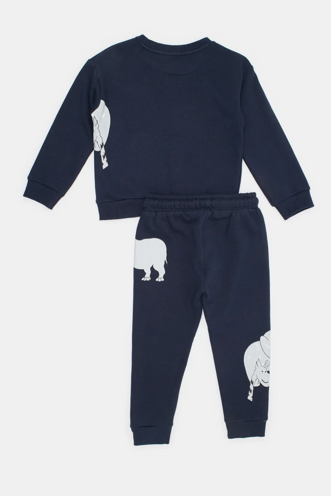 Infant Boys Navy Printed Jogging Suit (2 Piece)
