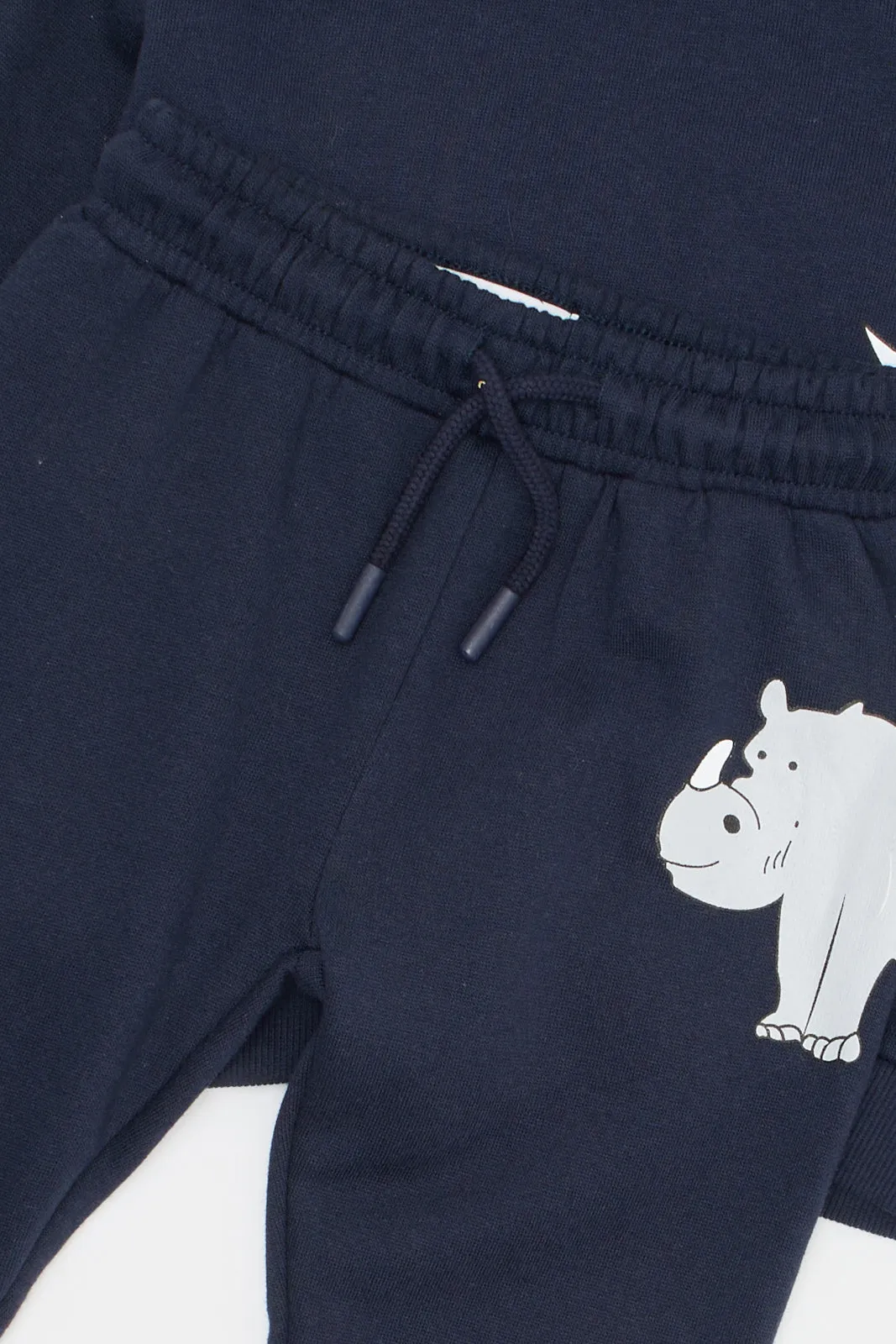Infant Boys Navy Printed Jogging Suit (2 Piece)