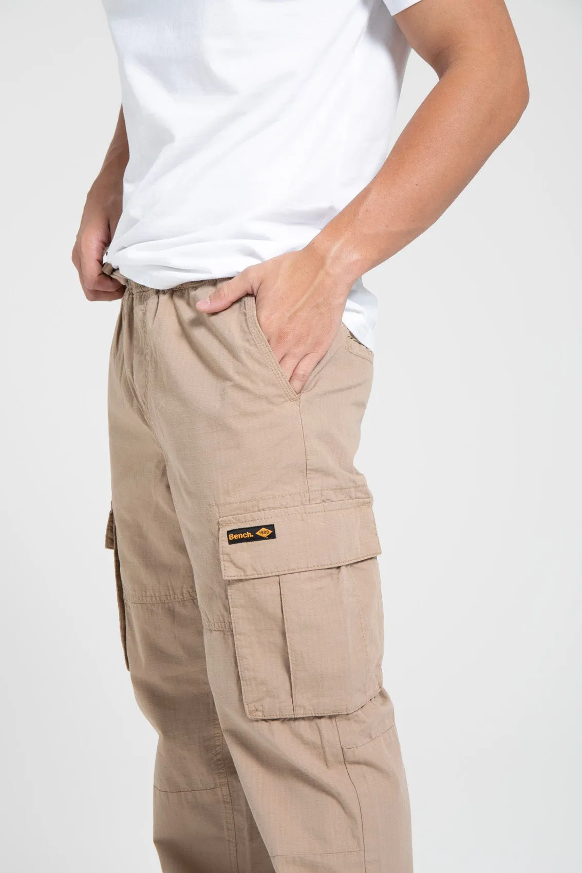 Mens 'DEVVIE' Cargo Pants - STONE